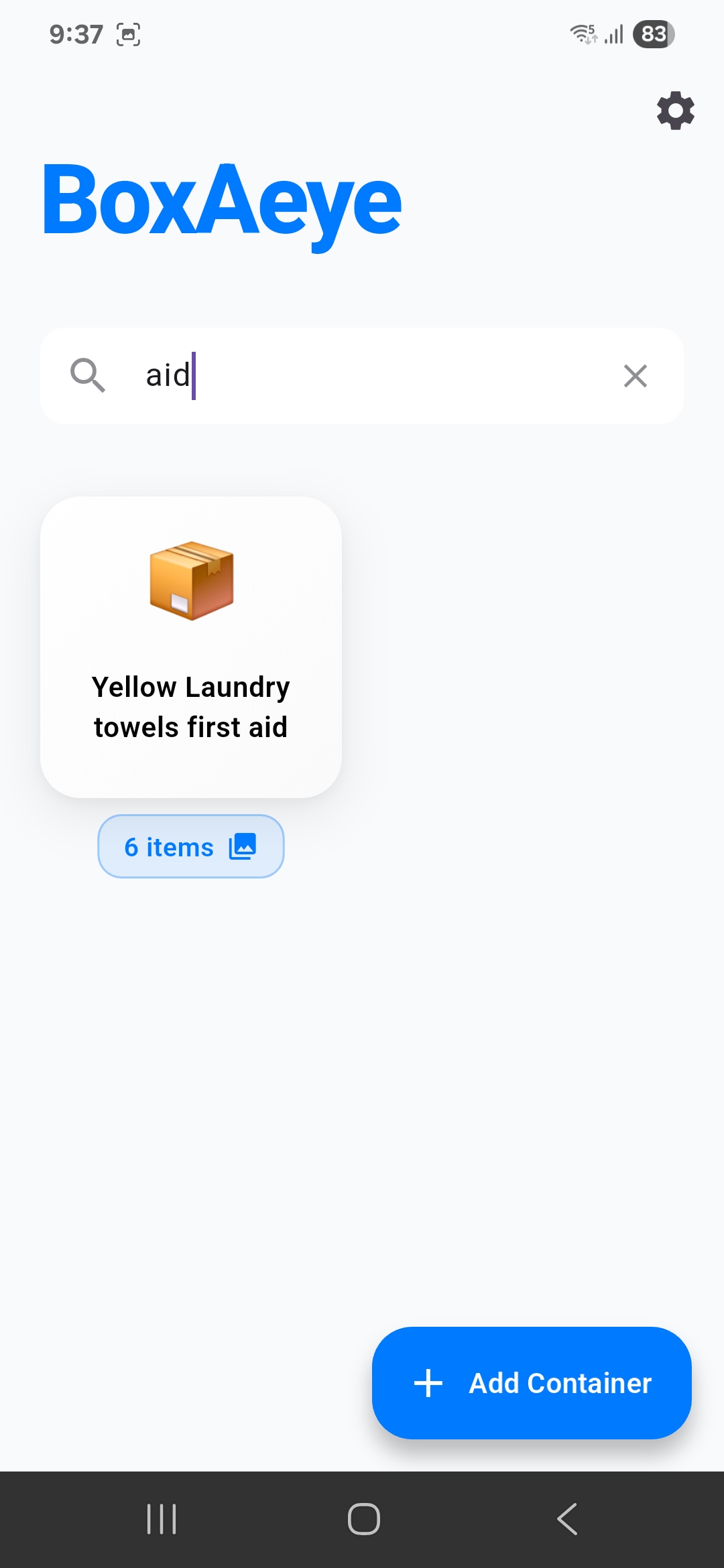 BoxAeye App Screenshot - Search Function